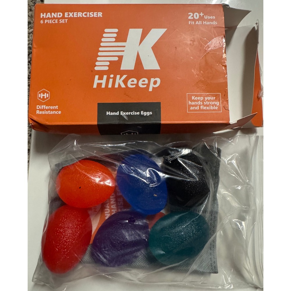 HiKeep Hand Exerciser 6 Piece Set Grip Strength Eggs Different Resistance Levels